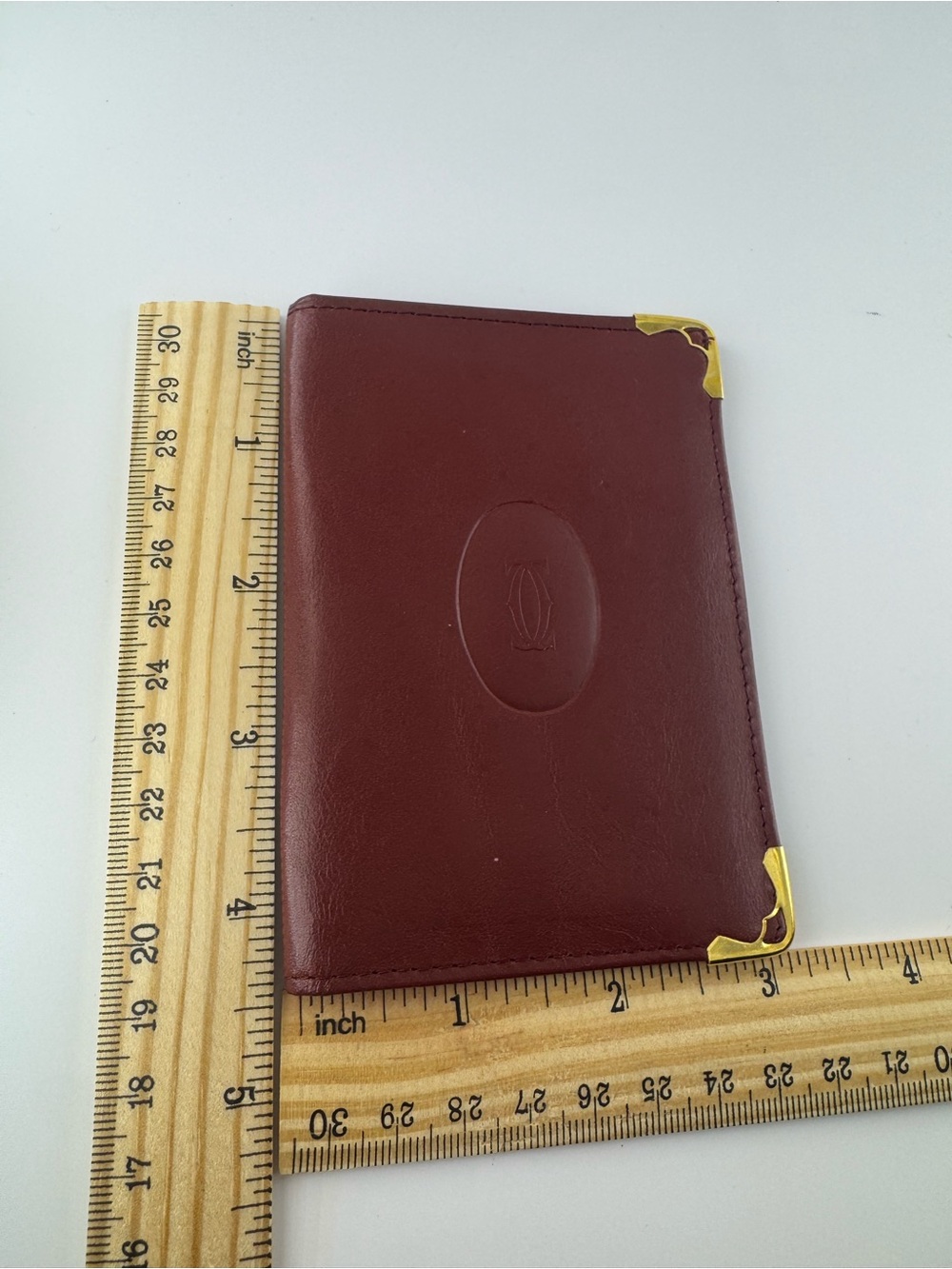 Cartier Leather wallet Must De Cartier Bordeaux Gold Corner Hardware 80s Vintage - Picture 11 of 11